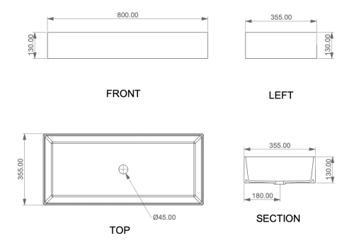 Раковина GSG Ceramic Design Box BXLA80000, белый глянцевый