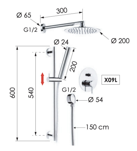 Душевая система Remer X Style X09S01