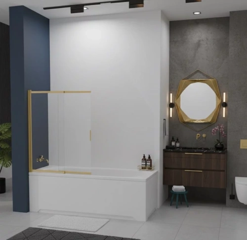 Шторка на ванну CeramaLux CL601G-100/140 Matt Gold