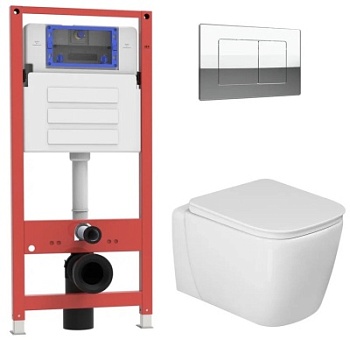 Комплект Oliveeka инсталляция OL-MQ-003 с унитазом OL-G1 и кнопкой OL-E12-CR