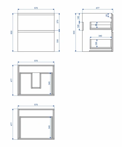 Тумба подвесная Vela Мира 57П под Kamilla (белый мат) TU5118