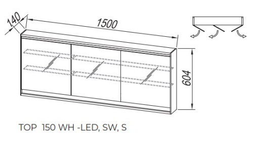 Зеркальный шкаф Kolpa-san Pandora TOP 150 White matt 514260 Зеркальный шкаф Kolpa-san Pandora TOP 150 White matt 514260