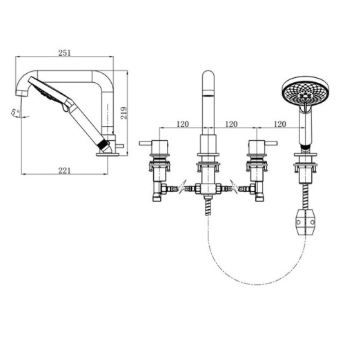 Смеситель для ванны Caprigo Don 53-410-BRG