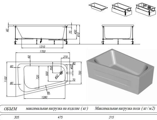 Ванна акриловая Kolpa-San Beatrice 170x110 D