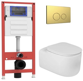 Комплект Oliveeka инсталляция OL-MQ-003 с унитазом OL-G27 и кнопкой OL-R22-BG