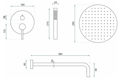 Душевая система Rea Lungo Grip gold matt P8950