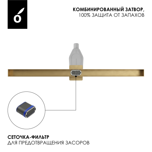 Трап для душа Oliveeka OL-800-BG, золотой матовый