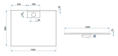 Душевой поддон Rea Bazalt Long white 80*100 K3320