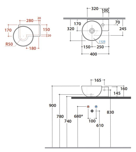 Умывальник Globo T-edge TE040BI