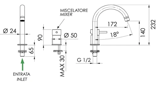 Смеситель для раковины Remer X-style X57RP, медь брашированная