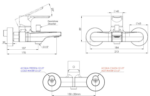 Смеситель для ванны Mariani Kali B16212KL