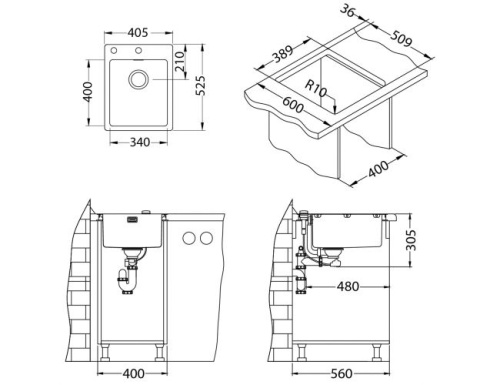 Мойка для кухни Alveus PURE 10 KMB-90 405x525 1103607