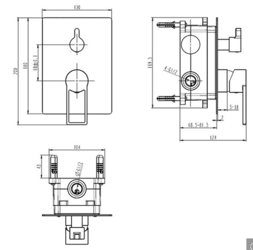 Смеситель для душа Caprigo Kub 54-051-ner