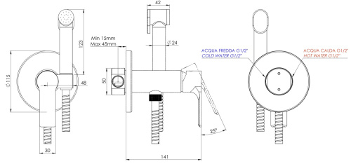 Гигиенический душ Mariani Kali B14185KLW