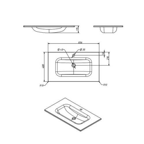 Умывальник Caprigo Seattle 85 GC18R 34712