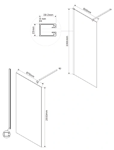 Душевая стенка Vincea Walk-In VSW-1H900GFB