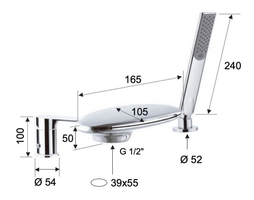 Смеситель для ванны Remer Infinity I07UFXV, сталь