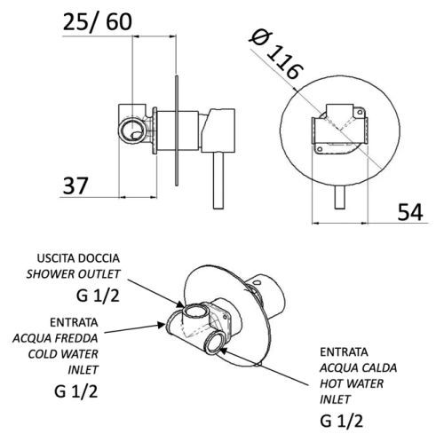 Смеситель для душа Mariani Next B37179NS