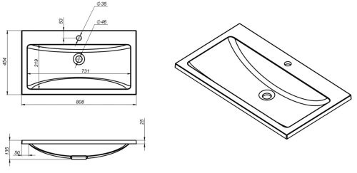 Умывальник Versalia Soft 80