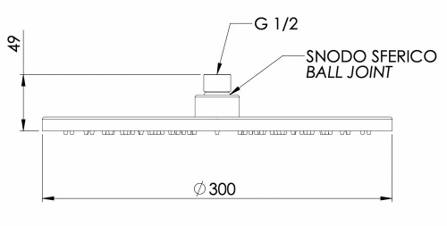 Верхний душ с шарнирным соединением 30 см Remer 359MM30XVX, сталь