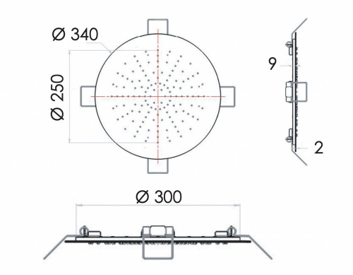 Верхний душ потолочный 34 см Remer 357EFM34NO, черный матовый