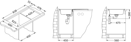 Мойка для кухни Alveus LINE 20 NAT-90 860x500 1065560