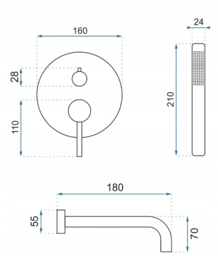 Смеситель для ванны Rea Lungo rose gold B6930