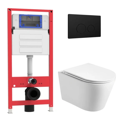 Комплект Oliveeka инсталляция OL-MQ-003 с унитазом OL-6016 и кнопкой OL-R22-MB