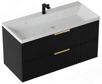 Тумба подвесная Vela Волна 80П под Classica (черный мат) золото хекси TU2286