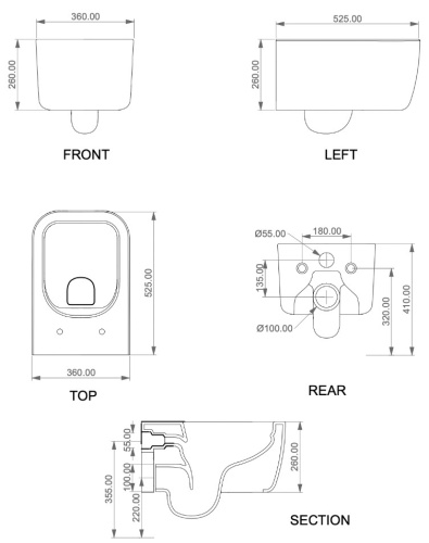Унитаз подвесной GSG Ceramic Design Brio Ebano Matt BRWCSO028