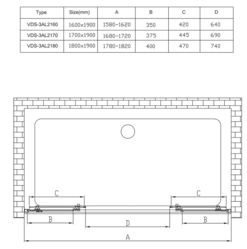 Душевая дверь Vincea Alpha VDS-3AL2170MT