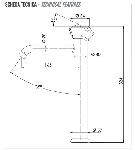 Смеситель для раковины Remer Element ET11LXLXV, сталь