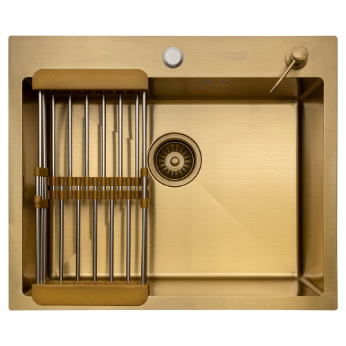 Комплект Arfeka Eco AR мойка 600*500, коландер, дозатор gold