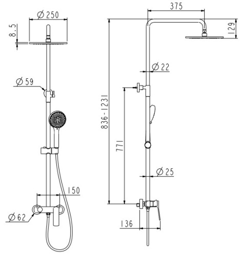 Душевая система Nemo Prima NM-1353-CR chrome