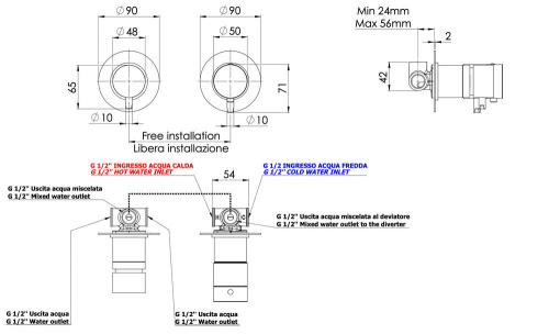 Смеситель для душа Remer X Style XT96DO, золото глянцевое