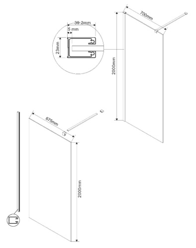 Душевая стенка Vincea Walk-In VSW-1H700CLBN
