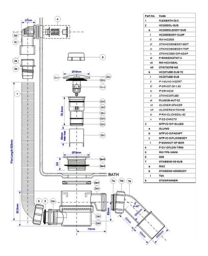 Сифон для ванны McAlpine HC2600CLOV