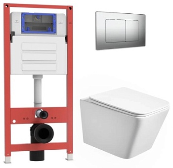 Комплект Oliveeka инсталляция OL-MQ-003 с унитазом OL-5014 и кнопкой OL-E12-BN