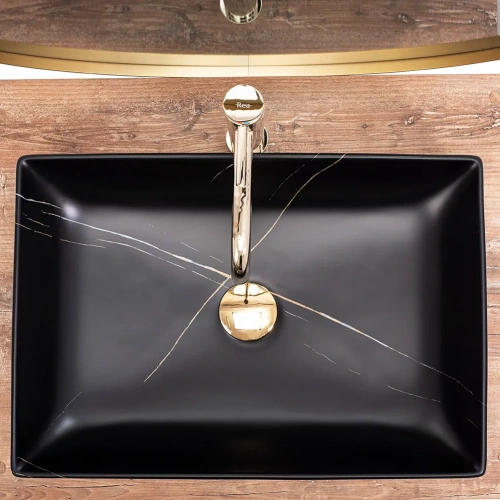 Умывальник Rea Inga black marble matt U8006