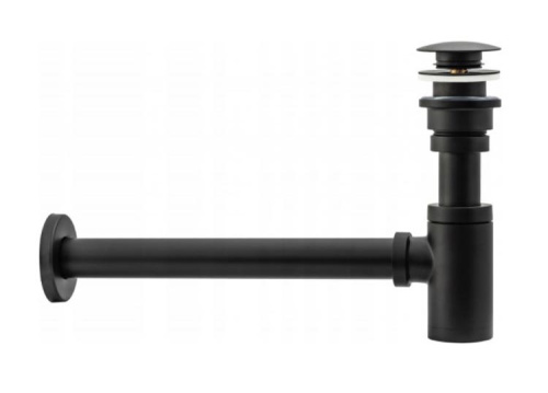 Сифон с донным клапаном универсальным Rea Black A5215