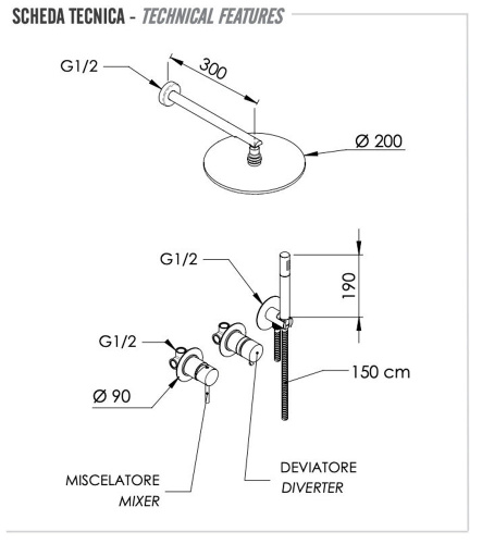 Душевая система Remer X Style X96S02OBG, золото брашированное Душевая система Remer X Style X96S02OBG, золото брашированное