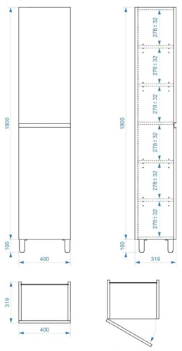 Пенал напольный Vela Мира 40Н (двери) петли левые RS623496