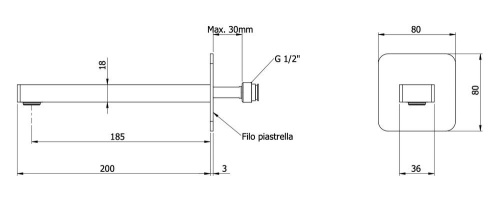 Излив настенный 19 см Remer Slash 91SL