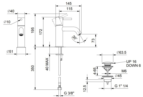 Смеситель для раковины Fantini Nostromo 5013E804F