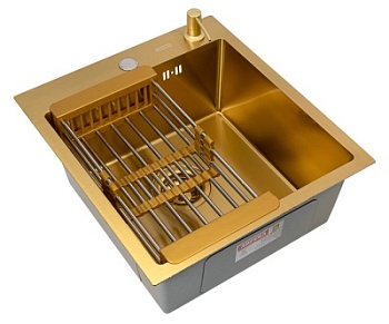 Комплект Arfeka Eco AR мойка 450*500, коландер, дозатор gold