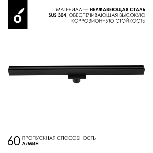 Трап для душа Oliveeka OL-800-MB, черный матовый
