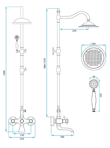 Душевая система Rea Bergamo bronze P5002