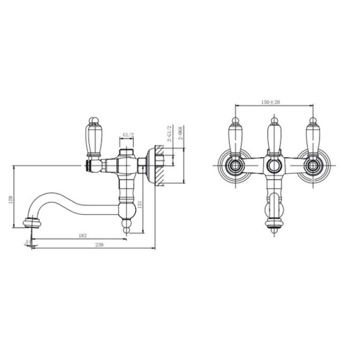 Смеситель для ванны Caprigo Adria-classic 03-518-VOT