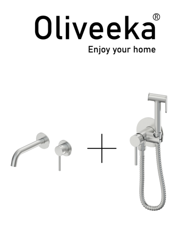Гигиенический душ со смесителем Oliveeka OL-829902+88869017-BN, никель матовый