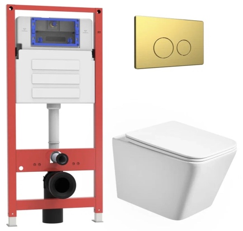 Комплект Oliveeka инсталляция OL-MQ-003 с унитазом OL-5014 и кнопкой OL-R22-BG